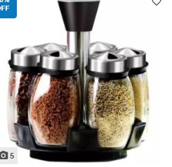 6pcs glass spice jar rack with rotating stand/e-a4/x2