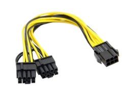 Gpu 6 Pin to 2X 8 Pin (6+2) PCIE power cable/LONG RACK/X2