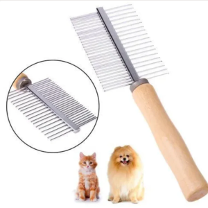 Double Sided Wooden Handle Dog Grooming Comb - 10493/x2