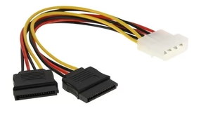 Power Cable – 4 Pin MOLEX To 2X HDD Power 10CM